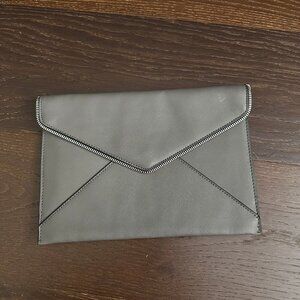 Edgy Silver Grey Envelope Clutch with Exposed zipper edge